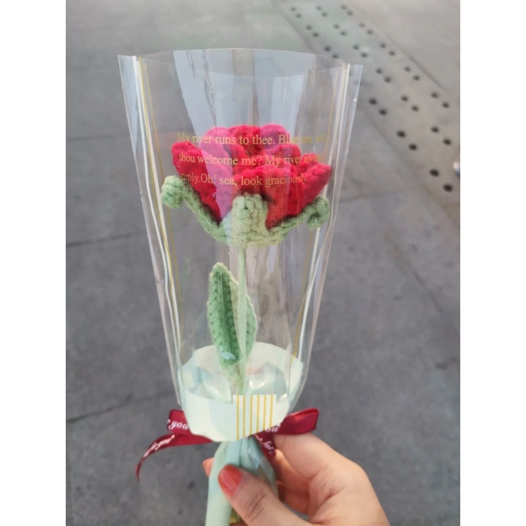 Hoa hồng handmade bằng len tặng quà/ trang trí
