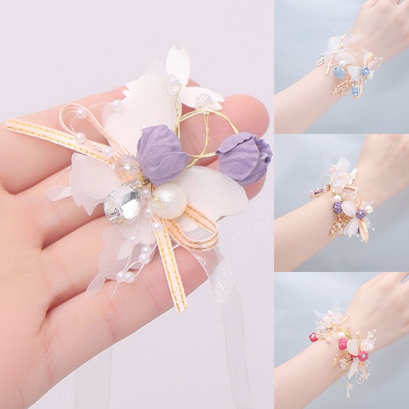Vòng Tay Hoa Đính Ngọc Trai Giả Cho Cô Dâu