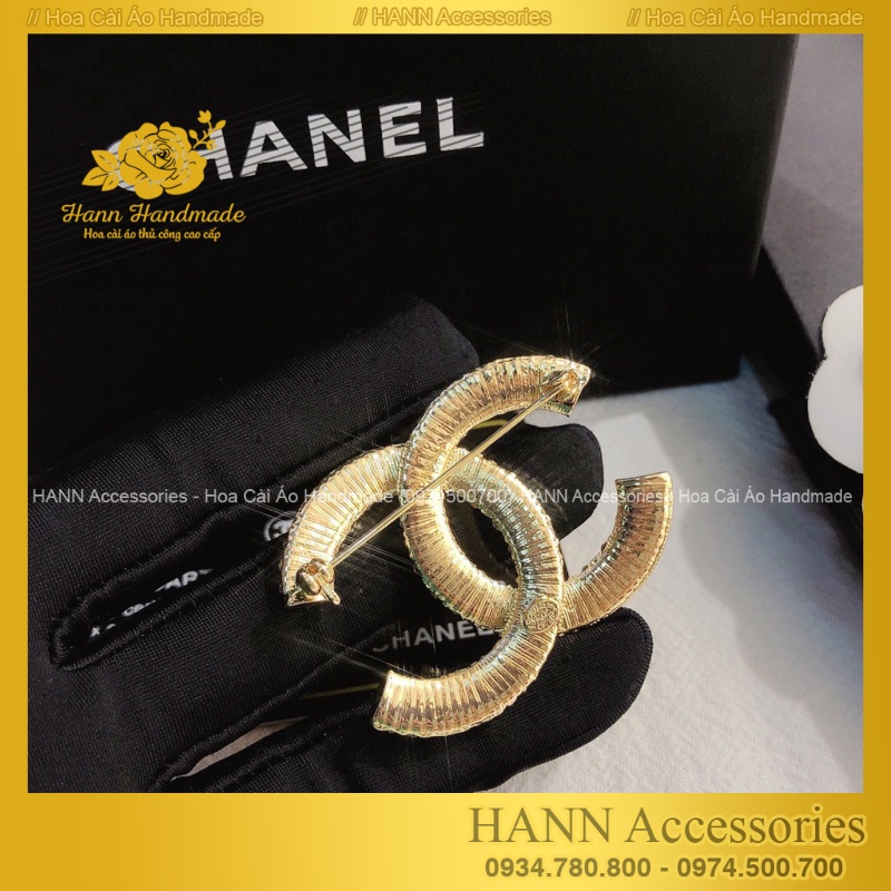 Tag ghim cài áo vest đính đá Hình Chữ C đính đá cao cấp thời trang đẹp sang chảnh [Hoacaiaodep.com - Hann Handmade]