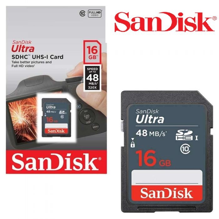 Thẻ nhớ SD Sandisk 16Gb Class 10 Read 48MB dùng cho máy ảnh, máy quay - Bảo hành chính hãng 60 tháng | BigBuy360 - bigbuy360.vn