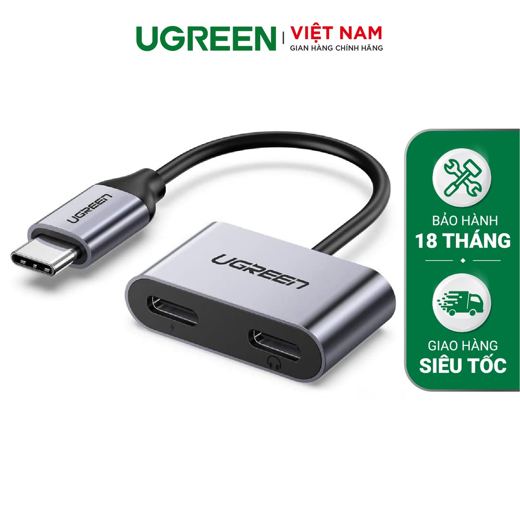 Bộ chuyển đổi giắc cắm tai nghe USB C sang 2 cổng USB C UGREEN CM232 - Hàng phân phối chính hãng - Bảo hành 18 tháng