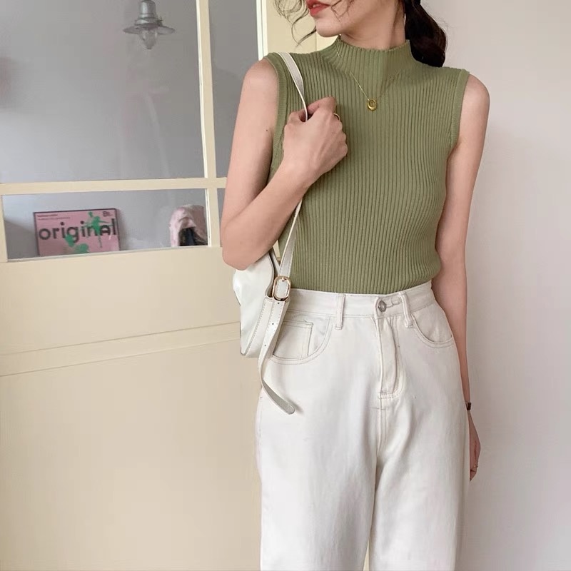 MS615 Áo sát nách cao cổ len tăm basic Quảng Châu