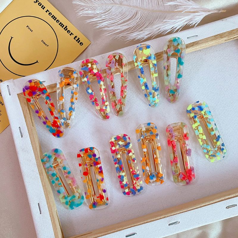 Flgo Kẹp Tóc BB Acetic Acid Hình Chữ Nhật Màu Sáng Ngọt Ngào Trong Suốt Phong Cách Nhật Bản Cho Nữ