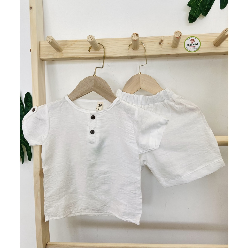 Set bộ đũi bé trai , bé gái màu trắng tay ngắn thoải mái, mát mẻ, thấm hút mồ hôi, tha hồ cho bé vận động