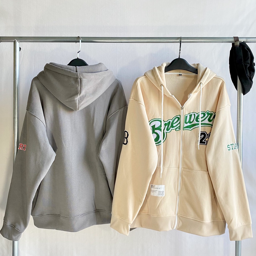 Áo khoác tay dài form rộng thêu chữ Brewers Tanazi Closet