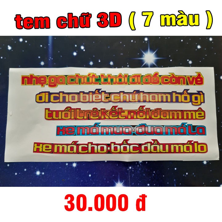 TEM CHỮ 3D 7 MÀU