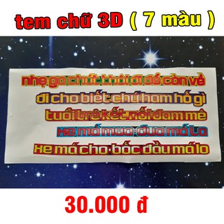 Tem chữ 3d 7 màu