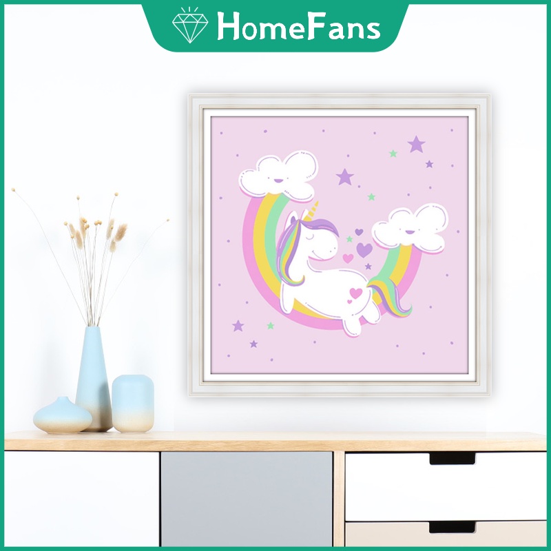 Bộ Tranh Đính Đá 5D DIY Hình Kỳ Lân Và Cầu Vồng Kích Thước 30x30cm / 40x40cm / 50x50cm