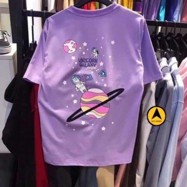 Sale! Áo thun tay lỡ dáng rộng in chữ unico galaxy màu tím trendy 2020, áo phong tay lỡ dáng thụng cực chất