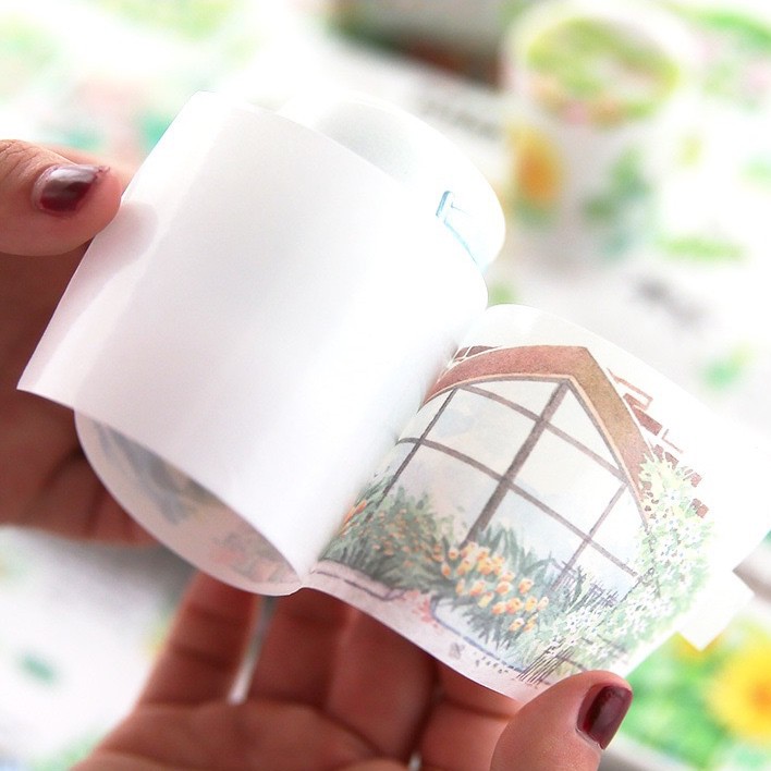 Băng dính (chiết) washi tape phong cảnh dùng làm tranh washi