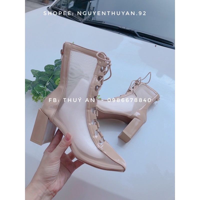 Bốt lưới đùi loại đẹp khoá sau gót 7,5cm