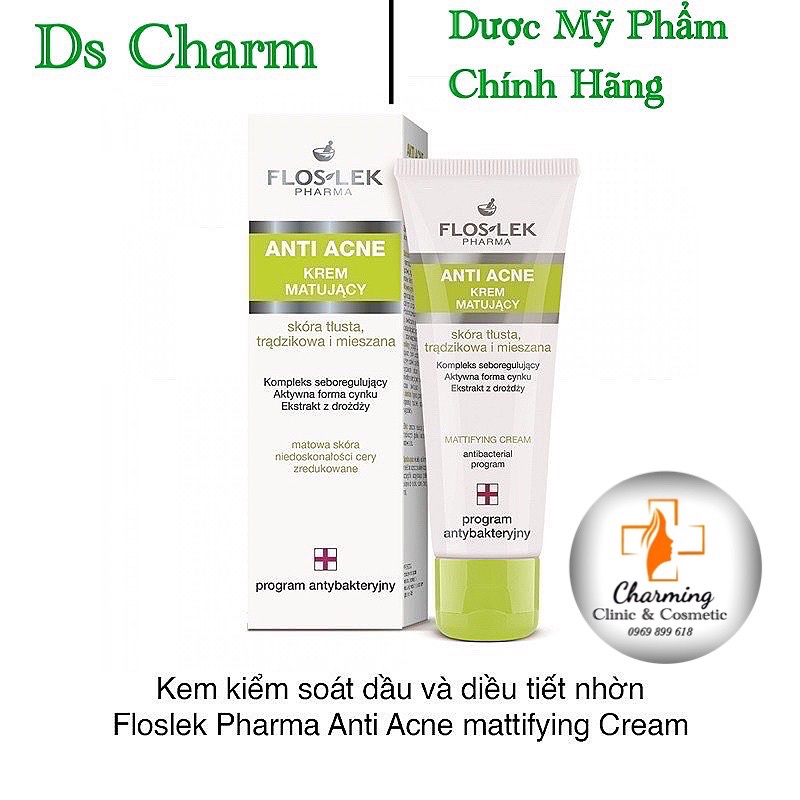 [CHÍNH HÃNG có bill]Kem kiểm soát dầu và điều tiết nhờn Floslek Anti Acne Mattifying Cream 50ml