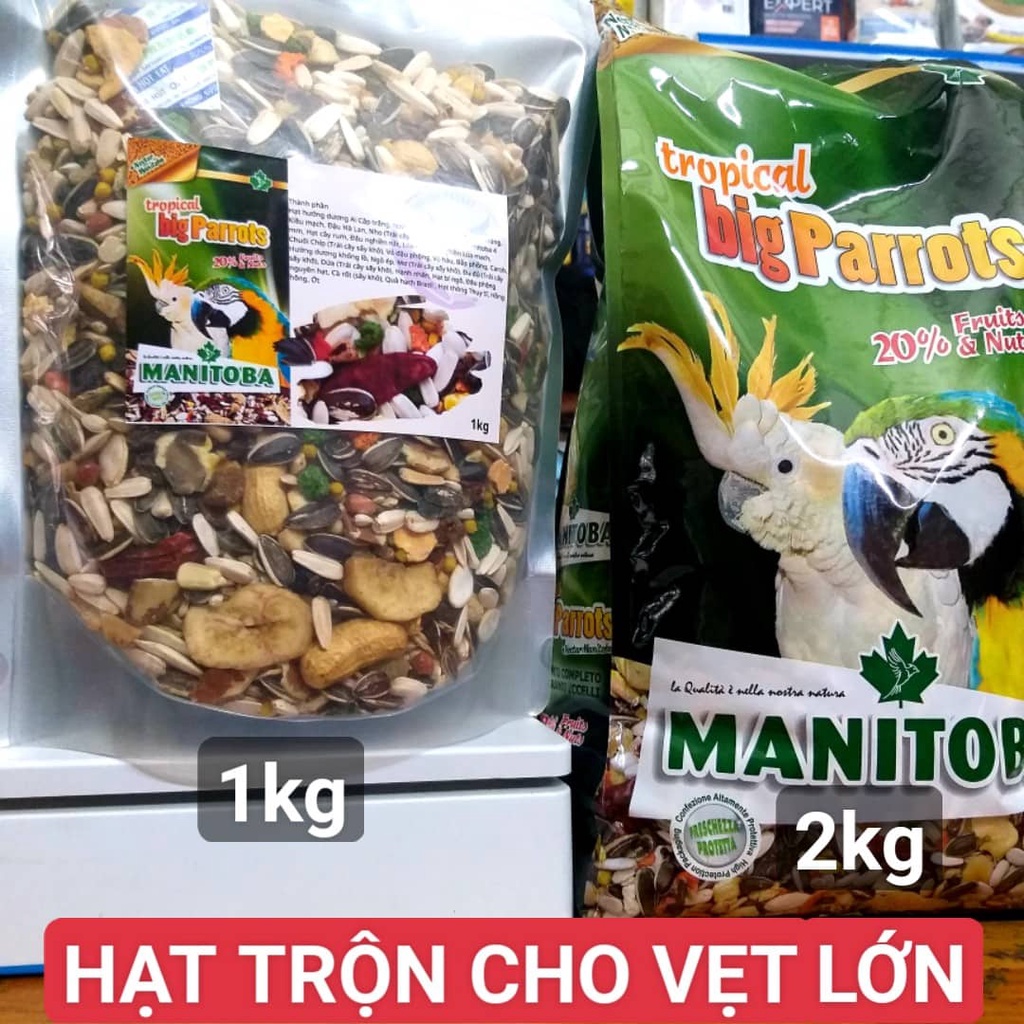 1kg hạt trộn TROPICAL BIG PARROTS MANITOBA  chuyên dùng cho tất cả vẹt macaw và cookatoo lớn