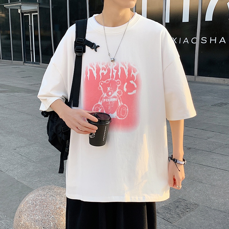 Áo Thun Dáng Rộng In Họa Tiết Hoạt Hình Phong Cách Nhật Bản Thời Trang Mùa Hè Cho Nam