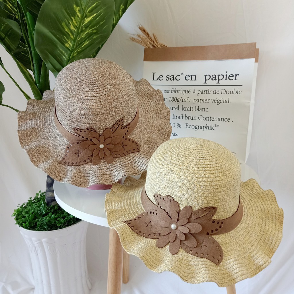 Nón cói, Mũ cói đi biển cho nữ, chất liệu mũ cói mềm phối nơ đẹp (hình chụp thật) -Q12-nơ-buom