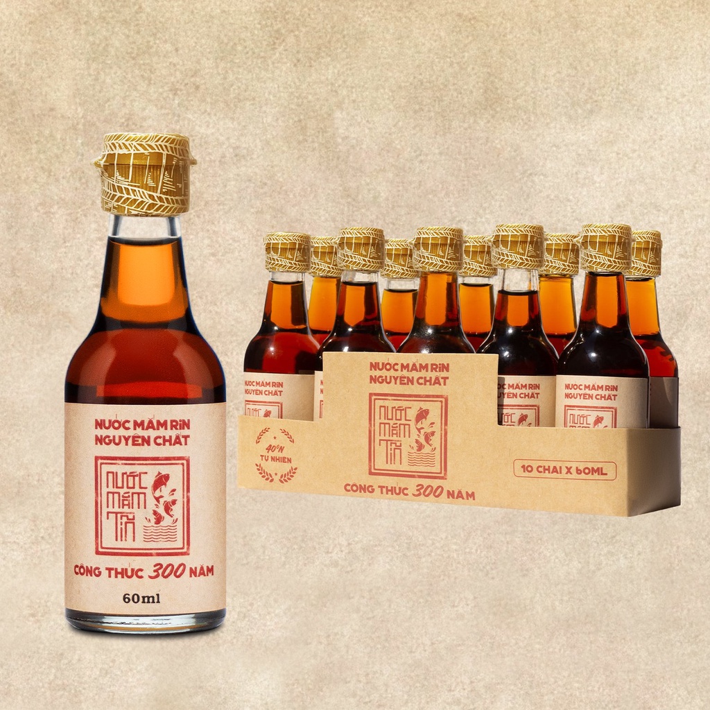 [MỚI NHẤT] Lốc 10 Chai Nước Mắm Tĩn Mini Du Lịch 40N 60ml/chai Đạm Rin Nguyên Chất Truyền Thống