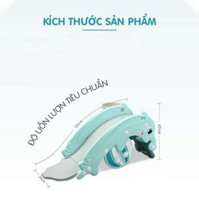 Cầu trượt cho bé * FREE SHIP * cầu trượt trẻ em bập bênh cá heo  3 in 1 mẫu mới 2020 đồ chơi vận động dùng cho bé giá rẻ