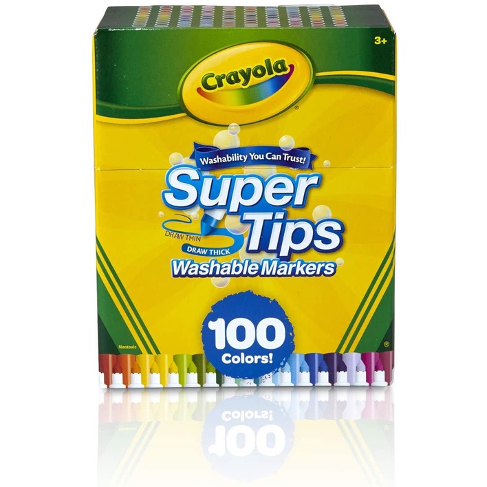 Combo Bộ 100 bút lông Crayola Supertips &amp; Bộ 64 bút sáp màu &amp; Bộ 36 bút chì màu