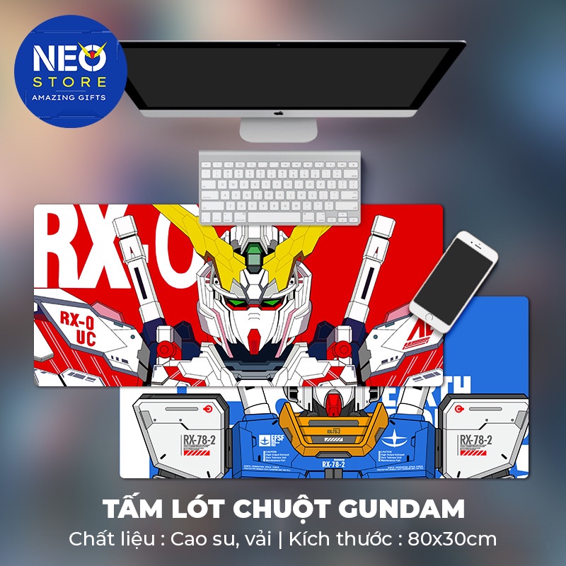 Tấm lót chuột và Bàn phím chơi game cỡ lớn hình Gundam Cụ Rx-78-2, Unicorn, Banshee, Wing - NEO Store