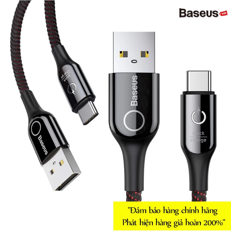 Cáp sạc Type C tự ngắt Baseus C Shape Light LV345 cho Samsung S8/S9/Note8/Note9/ Xiaomi/ Huawei/ Oppo