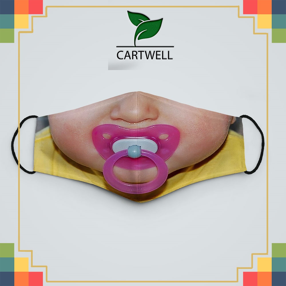 Khẩu trang  Mặt Người_2157 CARTWELL chất liệu polyester cotton 100% chống bụi in họa tiết 3d unisex