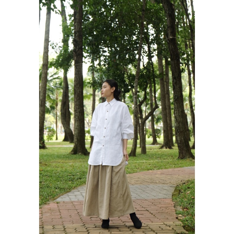 Set áo sơ mi và chân váy vintage 100% linen | SO YOUNG set | CHAMU LINEN
