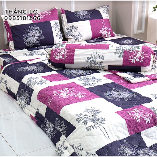 Drap Cotton 100% Thắng Lợi chính hãng Mẫu Đồng Hồ Cát Tím IN LOGO THẮNG LỢI vệ sinh dễ dàng.