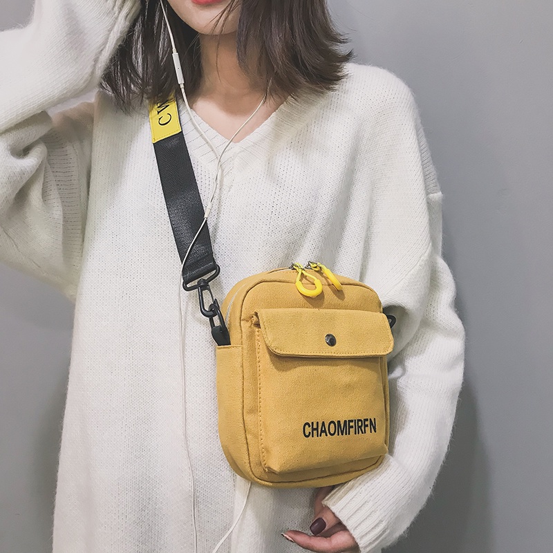 Túi đeo chéo mini nữ đi chơi vải canvas Ulzzang thời trang Hàn Quốc