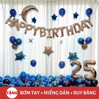 Set sinh nhật rèm tua rua kim tuyến bóng nhũ bóng chữ happybirthday