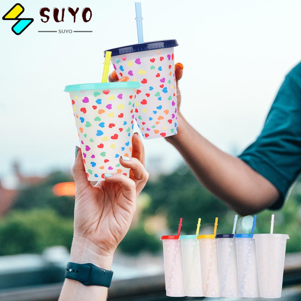 Ly Uống Nước Bằng Nhựa Có Ống Hút Chịu Nhiệt Độ Cao Thời Trang