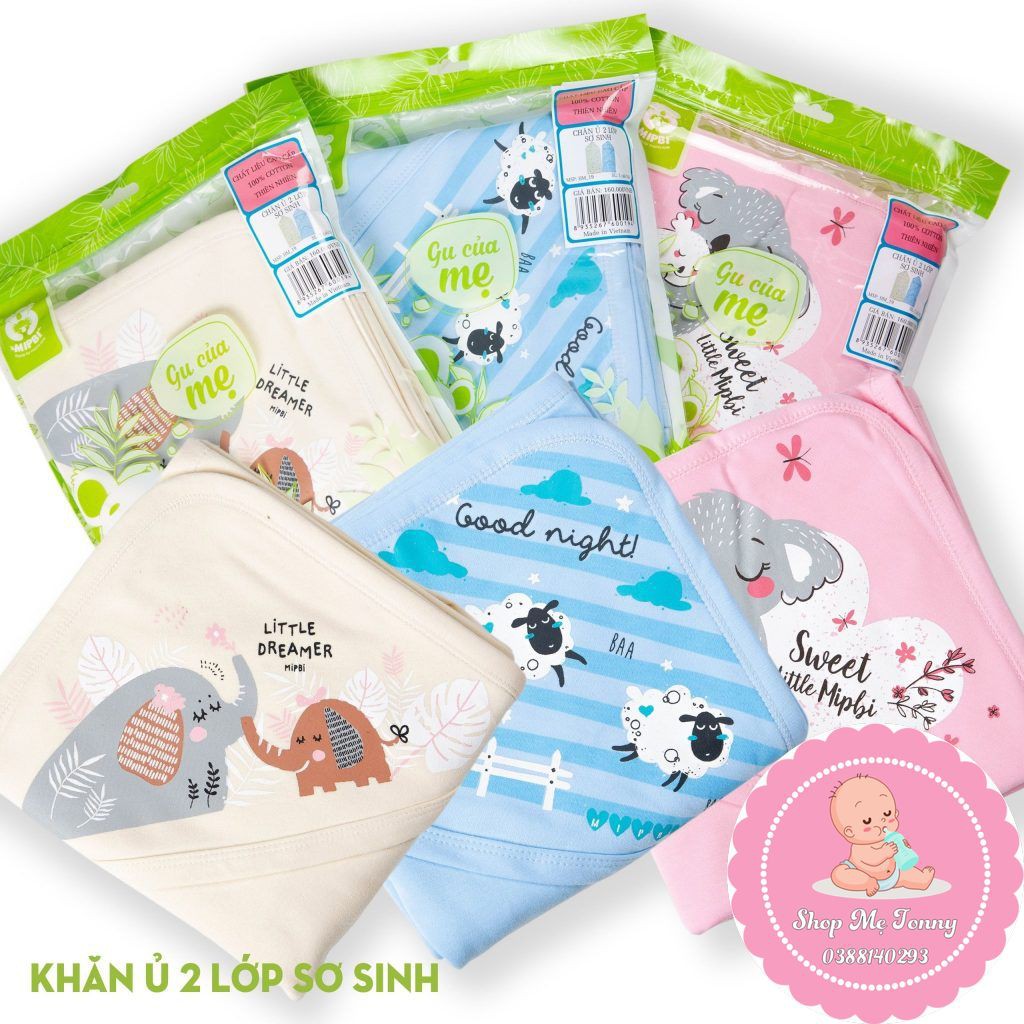 Chăn Ủ Sơ Sinh Cotton Cho Bé Mipbi 1 lớp