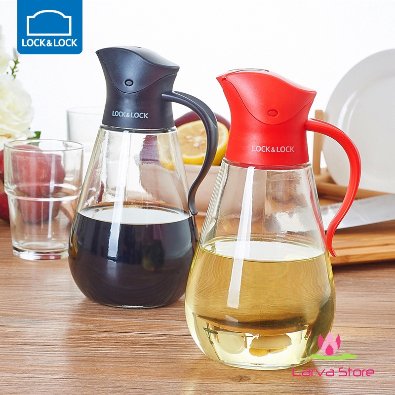 Bình Thủy Tinh Rót Dầu Lock&Lock CKO101 550ml (bình đựng dầu ăn, nước chấm, xì dầu nắp tự động đóng mở) - Larva Store