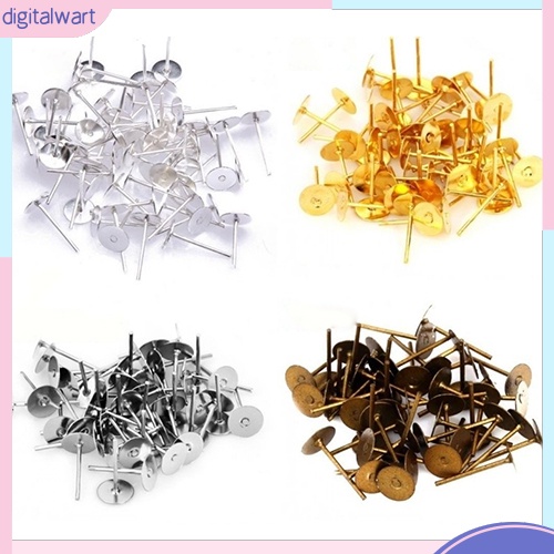 Set 200 chốt làm khuyên tai dạng dẹt bằng sắt chất lượng cao