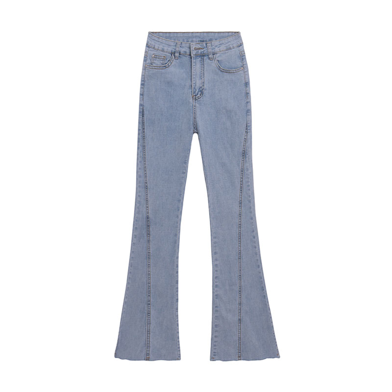 DUNEA Quần jean dài lưng cao dáng ôm ống loe co giãn dành cho nữ