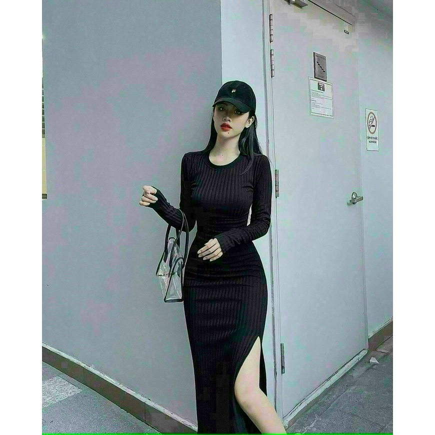 Đầm ôm body dáng dài phong cách sexy xẻ tà đi chơi dự tiệc