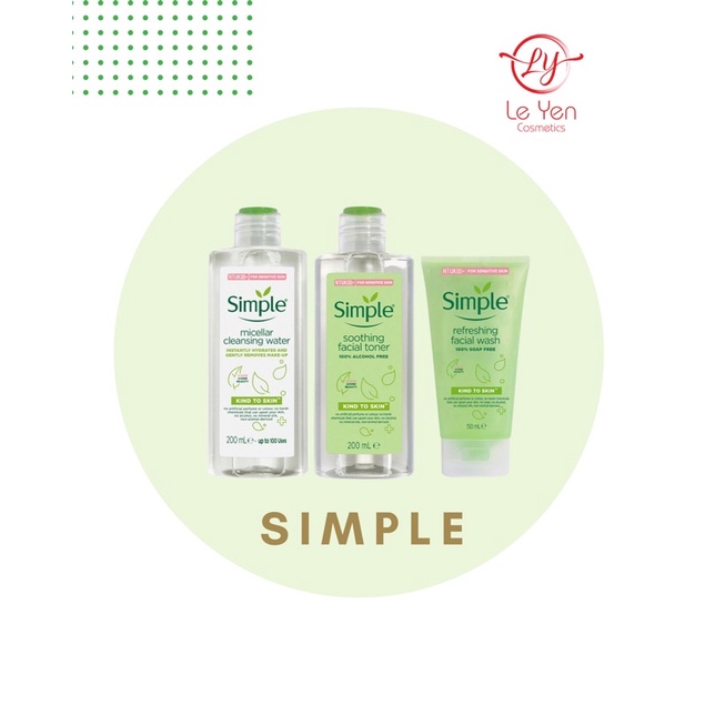 Combo Simple Tẩy trang 200ml + Sữa rửa mặt 150ml + Nước hoa hồng 200ml [CHÍNH HÃNG ĐỘC QUYỀN]