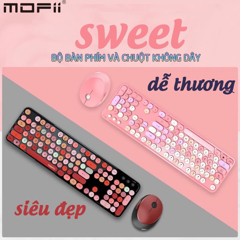 Combo Bàn phím và Chuột không dây MOFii Sweet Hàng chính hãng | Bộ siêu tập Cute Hót nhất