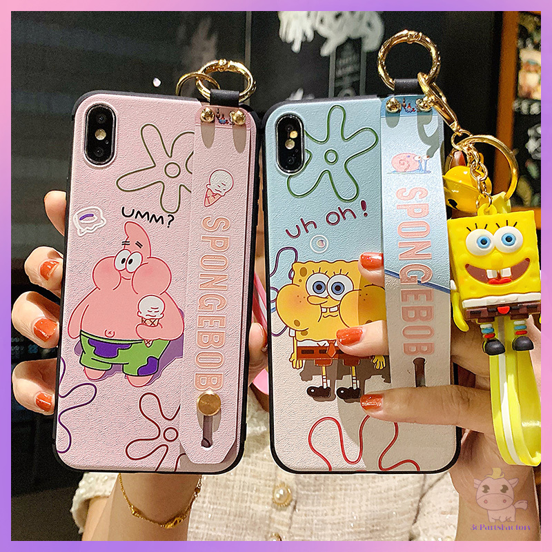 Ốp Lưng In Hình Spongebob Kèm Dây Đeo Tay Cho Oppo A15 A31 2020 A52 A53 A54 A55 A8 A92 A93 A94