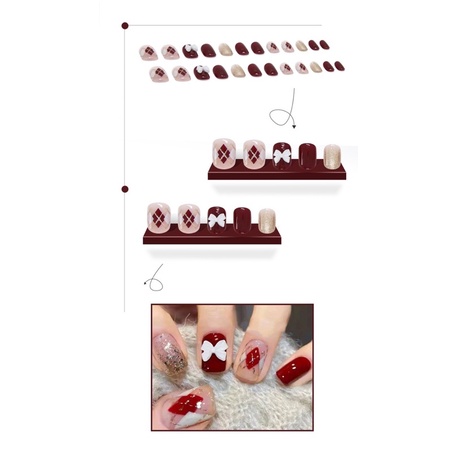 Set 24 móng giả N253 đính đá cao cấp ( Tặng kèm keo và dũa )