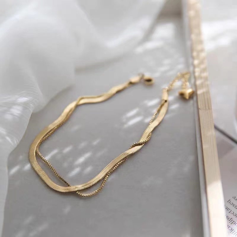 Lắc chân thép y tế họa tiết xương rắn phong cách thời trang Âu Mỹ đơn giản thời thượng quyến rũ dành cho nữ