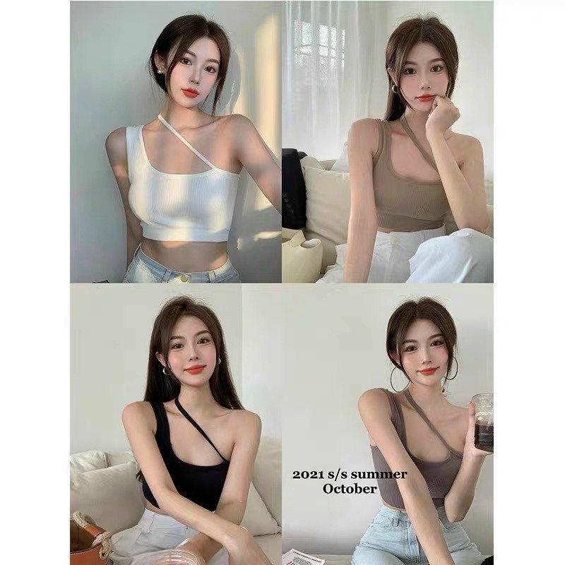 áo kiểu croptop dây bản to dây nhỏ xinh chất gân na