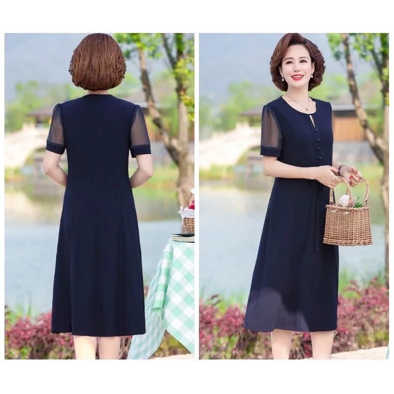 Váy đầm trung niên voan mẫu mới, váy đầm cho mẹ, cho bà