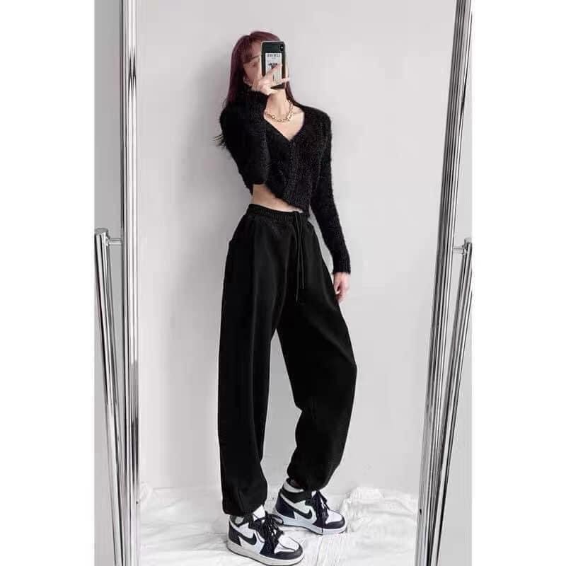 Quần bom lót nỉ bo chun_Quần jogger nữ cá tính đủ 3 màu (Ảnh thật)