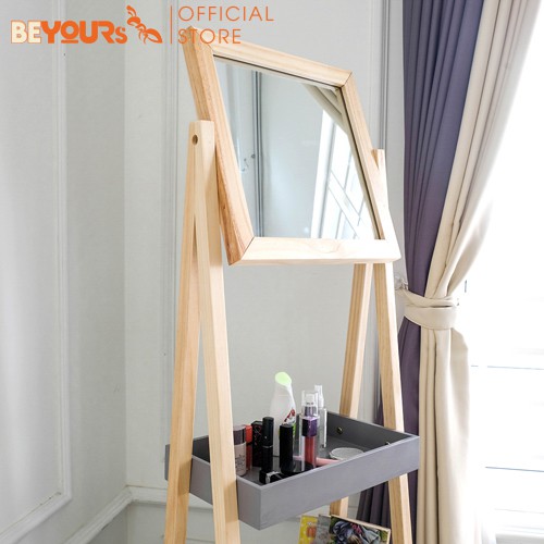 Gương Đứng Soi Trang Điểm BEYOURs Mirror Hanger Khung Gỗ Phối Kệ Nội Thất Lắp Ráp Phòng Ngủ