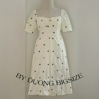 Váy Midi thô hoa thêu BIGSIZE 55-80KG QV03 - [BY DUONG BIGSIZE]