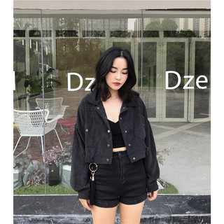 [KÈM ẢNH THẬT] Khoác lửng nhung tăm siêu cool ngầu A0806