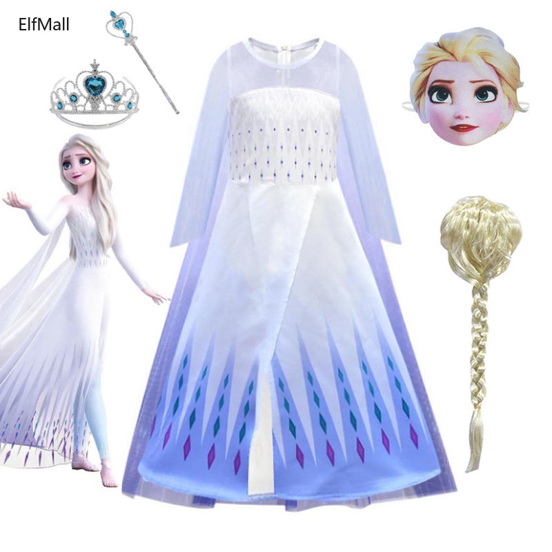 Bộ Đầm Hóa Trang Elsa 2 Mảnh Dành Cho Bé Gái Từ 3-10 Tuổi