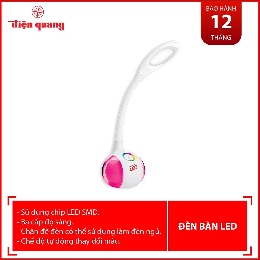 [Mã LIFEHOT1505 giảm 10% đơn 99K] Đèn bàn LED Điện Quang ĐQ LDL06 5W