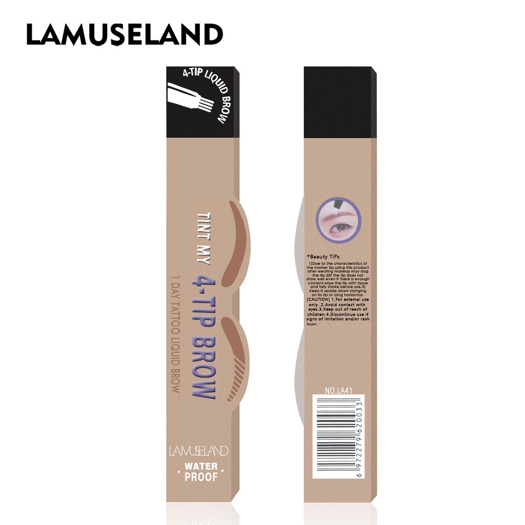 Set 2 bút kẻ mày LAMUSELAND LA41 dạng phẩy sợi chống nước lâu trôi 5g