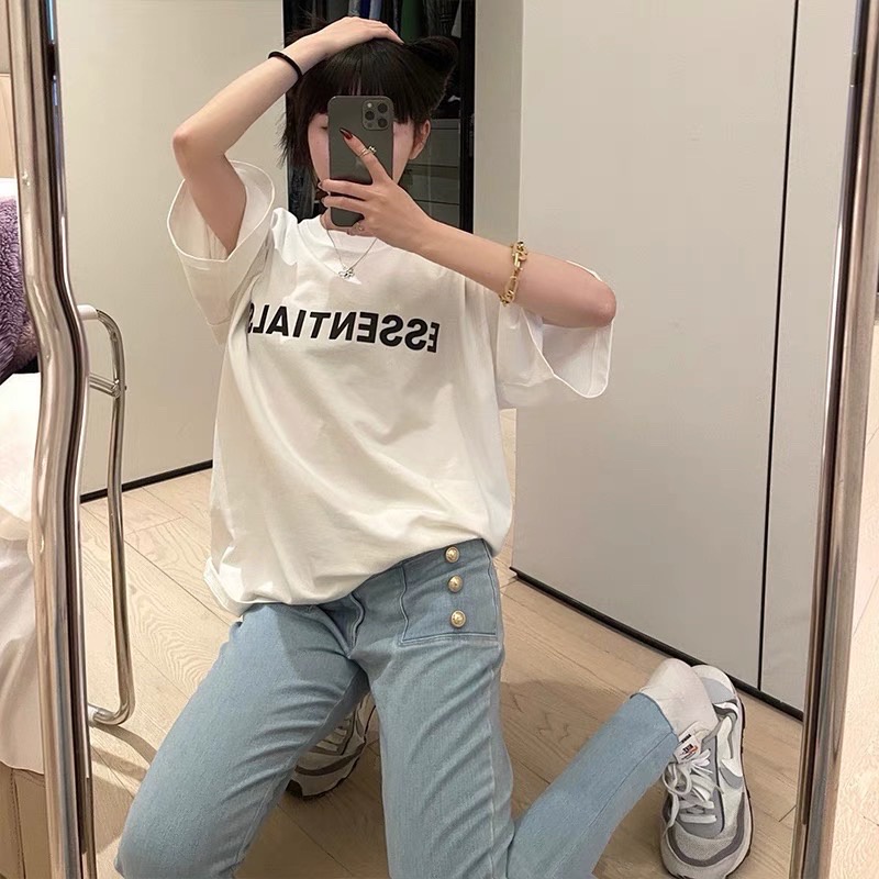 Áo thun nữ Essentials form rộng tay lỡ chất vải Cotton Nhung cao cấp mềm mịn, áo phông đen trắng Unisex nam nữ
